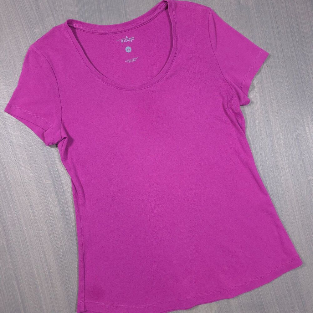 Indigo Purple Scoop Neck Short Sleeve Tee Shirt Size Medium